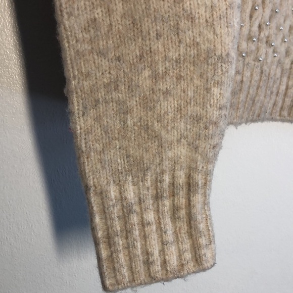 Zara Knit Womens Sweater Size Small Pearls Cropped Pullover - Picture 4 of 5